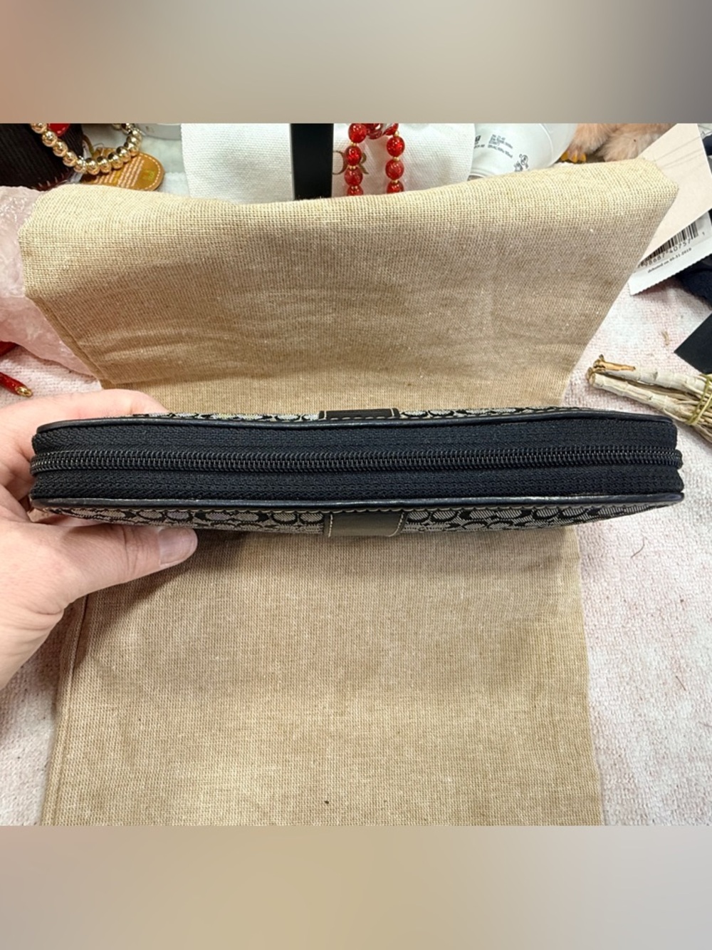 Coach Signature Jacquard Slim Zip-Around Wallet - Picture 4 of 11